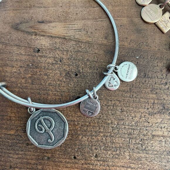 2 Alex and Ani United States NAVY Charm Bangle Bracelet Rafaelian Gold Silver - Picture 5 of 8